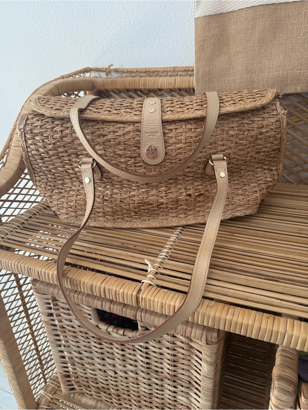 Kate Spade Basket Bag Shoulder Bag Beige Brown fair condition see pictures